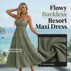 👗 50% RABATT! 🌴 Maxikleid für Damen mit Neckholder & Rückenfreiem Ausschnitt – Gestuft. Fließend & Im Resort-Stil Für Einen Eleganter Auftritt Im Urlaub 🌺